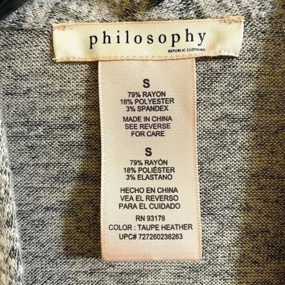 Philosophy Heathered Brown Open Front Longline Cardigan Sweater Size Small - Picture 6 of 9